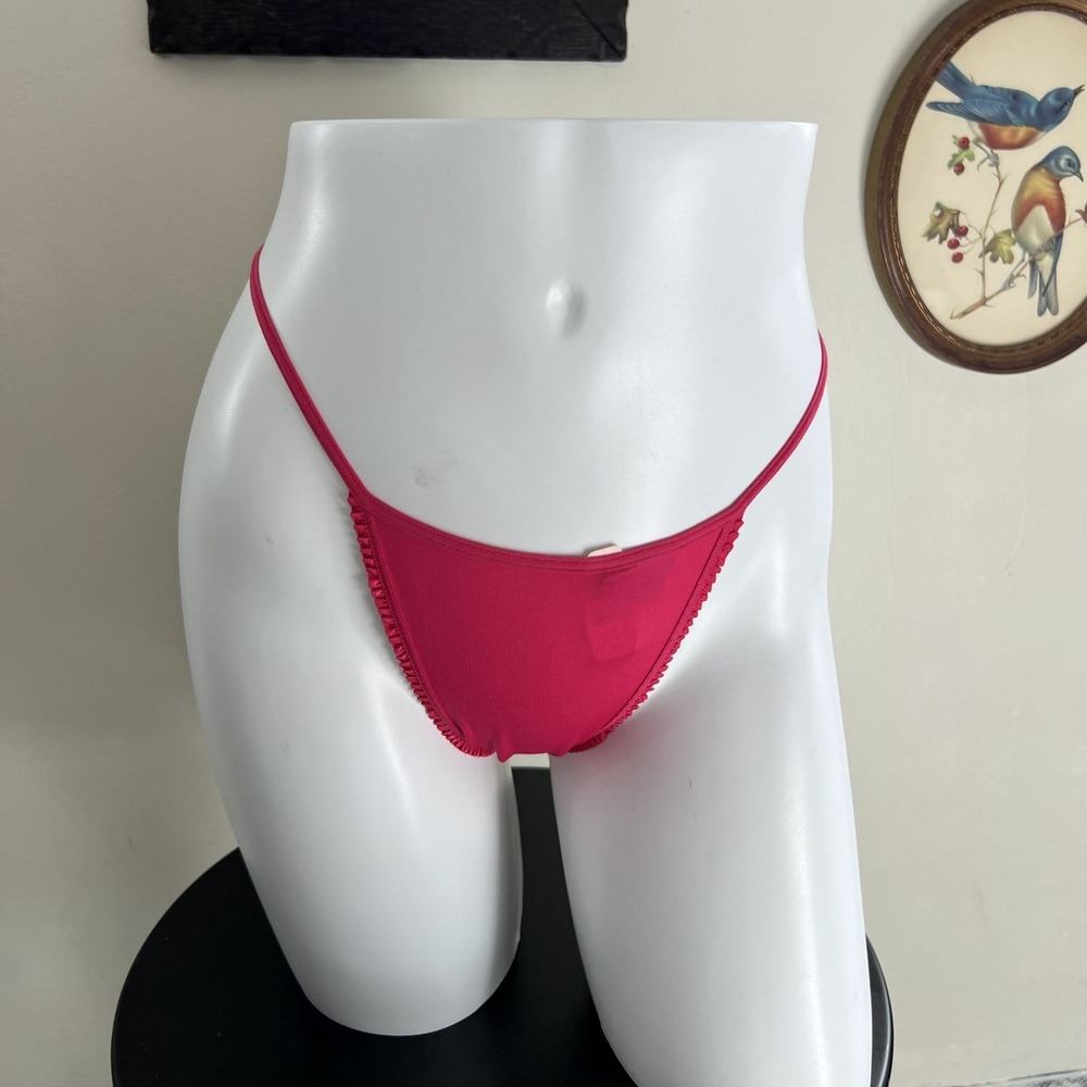 Victoria's Secret Very Sexy Hot Pink V-String Panty Rhinestone Key Charm Size S